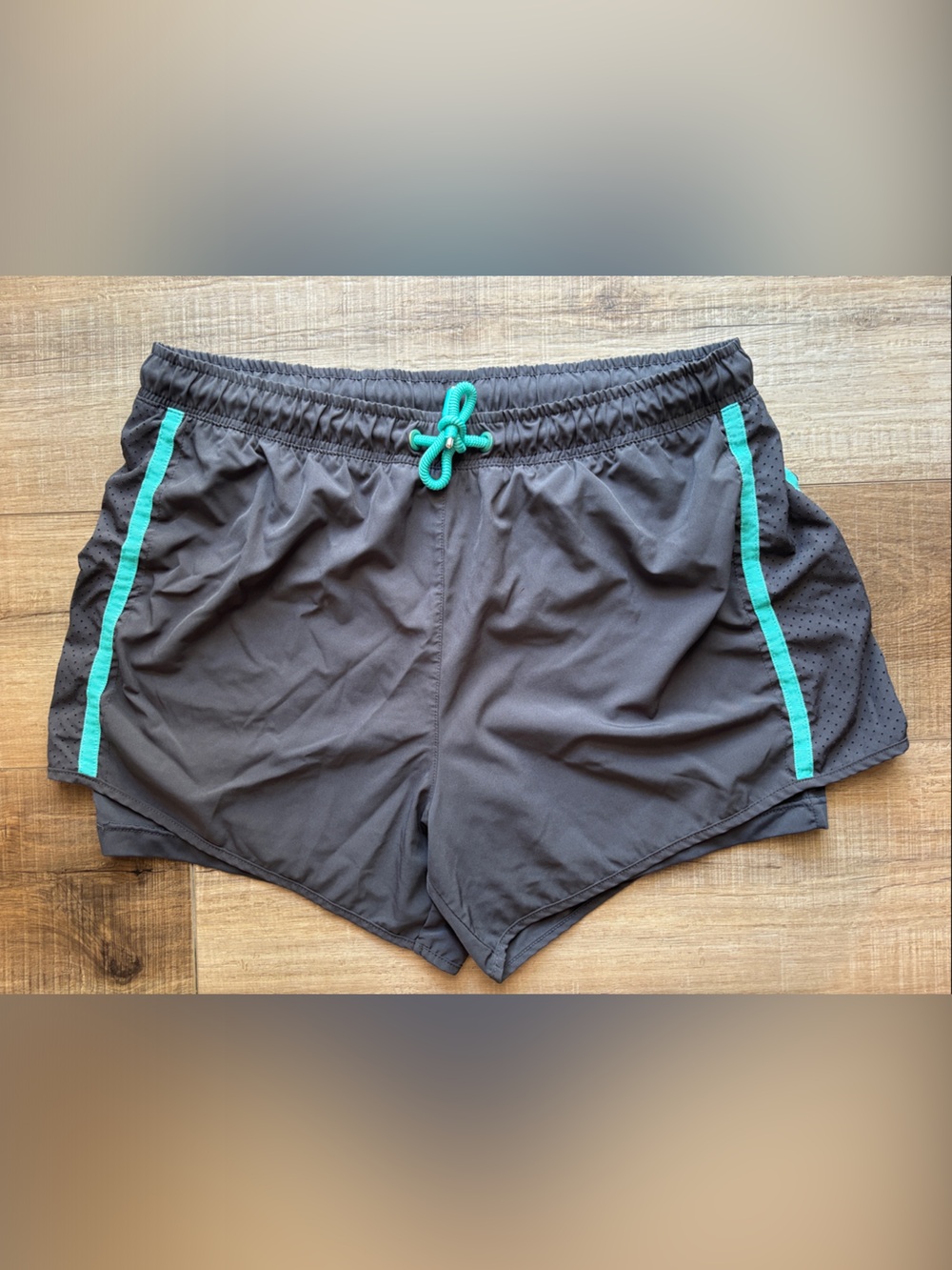Tangerine Women's Charcoal Shorts with Teal Trim
